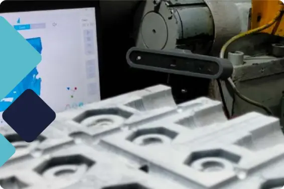 Escaneo 3D de un molde industrial para su digitalización o inspección.
