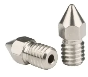 Boquilla de acero inoxidable MK8 con un diámetro de 0.4mm para impresora 3D.